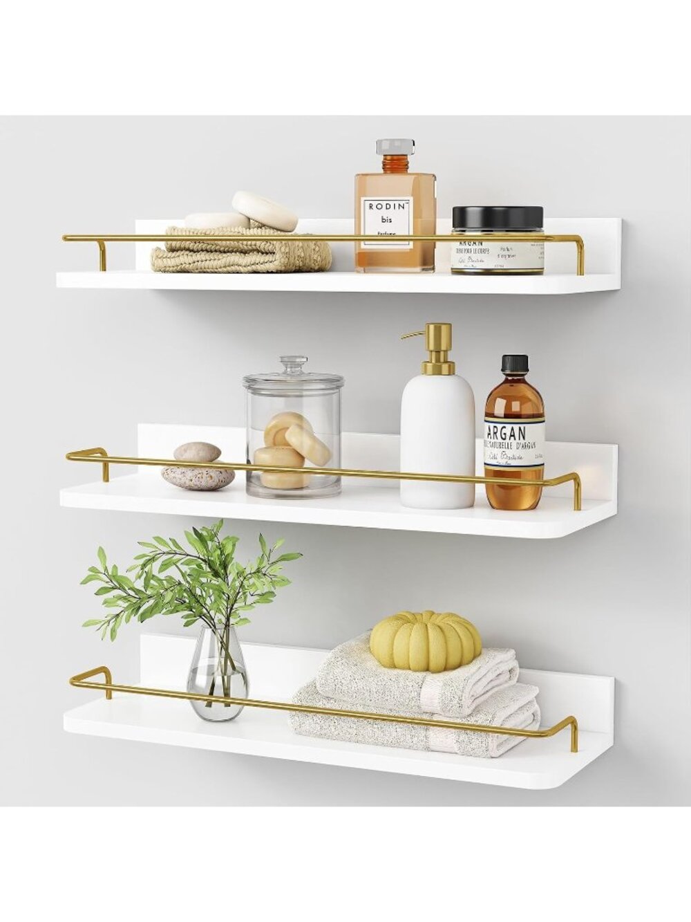 New Gold Floating Shelves for Wall Decor, Bathroom Shelves Over Toilet